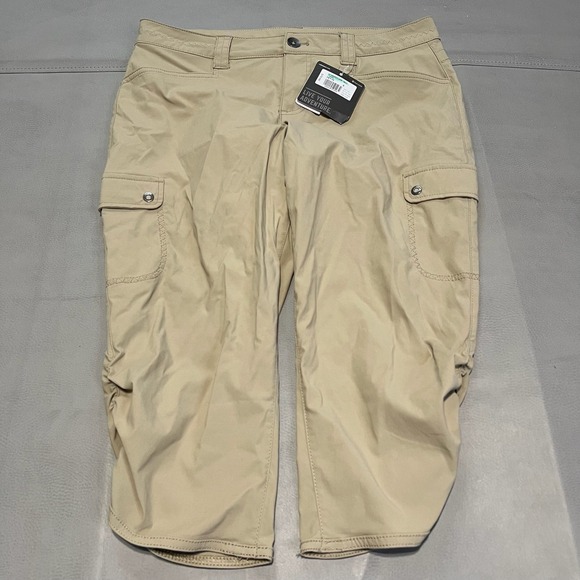 New Eddie Bauer Horizon Capri Khaki Pant Women Petite 8P Outdoor Stretch Hike- - Picture 1 of 12